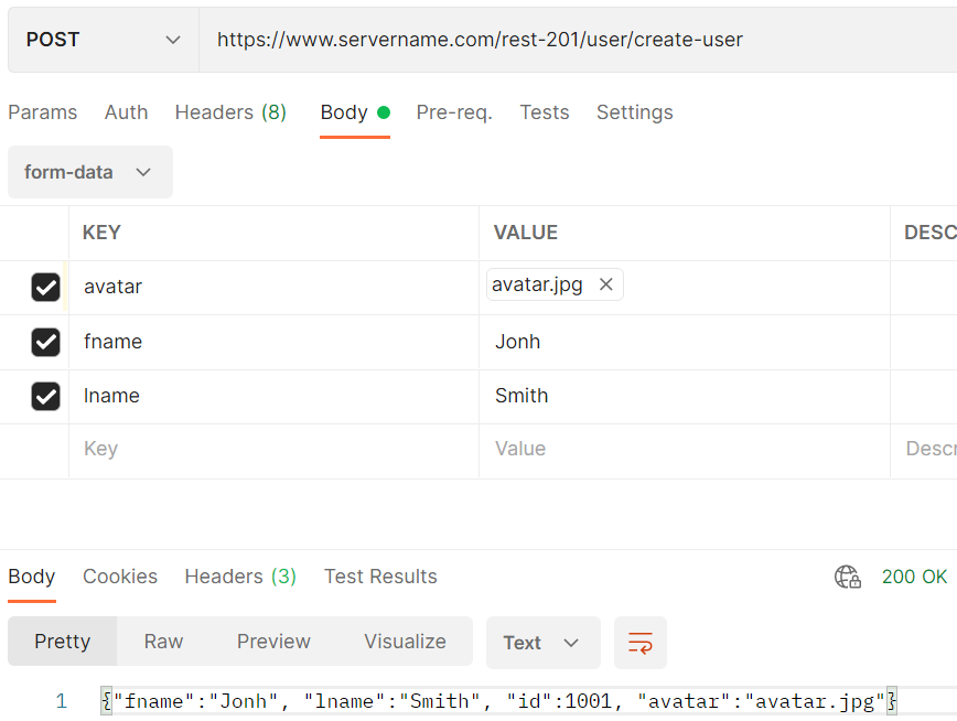 CETAN REST 201 - create user